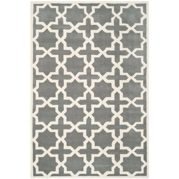 SAFAVIEH Chatham Dark Grey/Ivory 8 ft. x 10 ft. Area Rug
