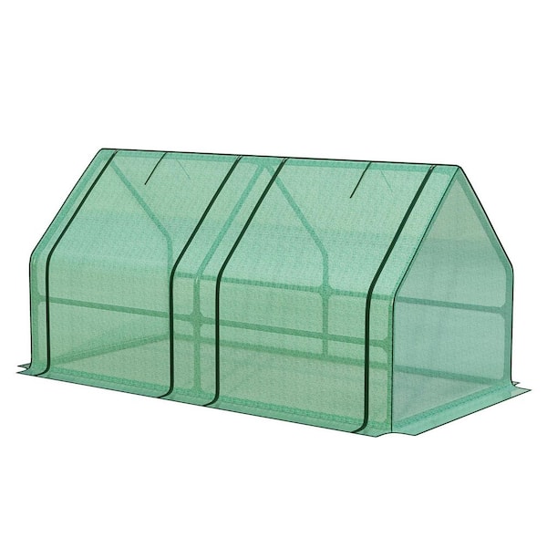 6 ft. W x 3 ft. D x 3 ft. H Portable Mini Greenhouse Kit with 2 Roll-up Zipper Doors, Green
