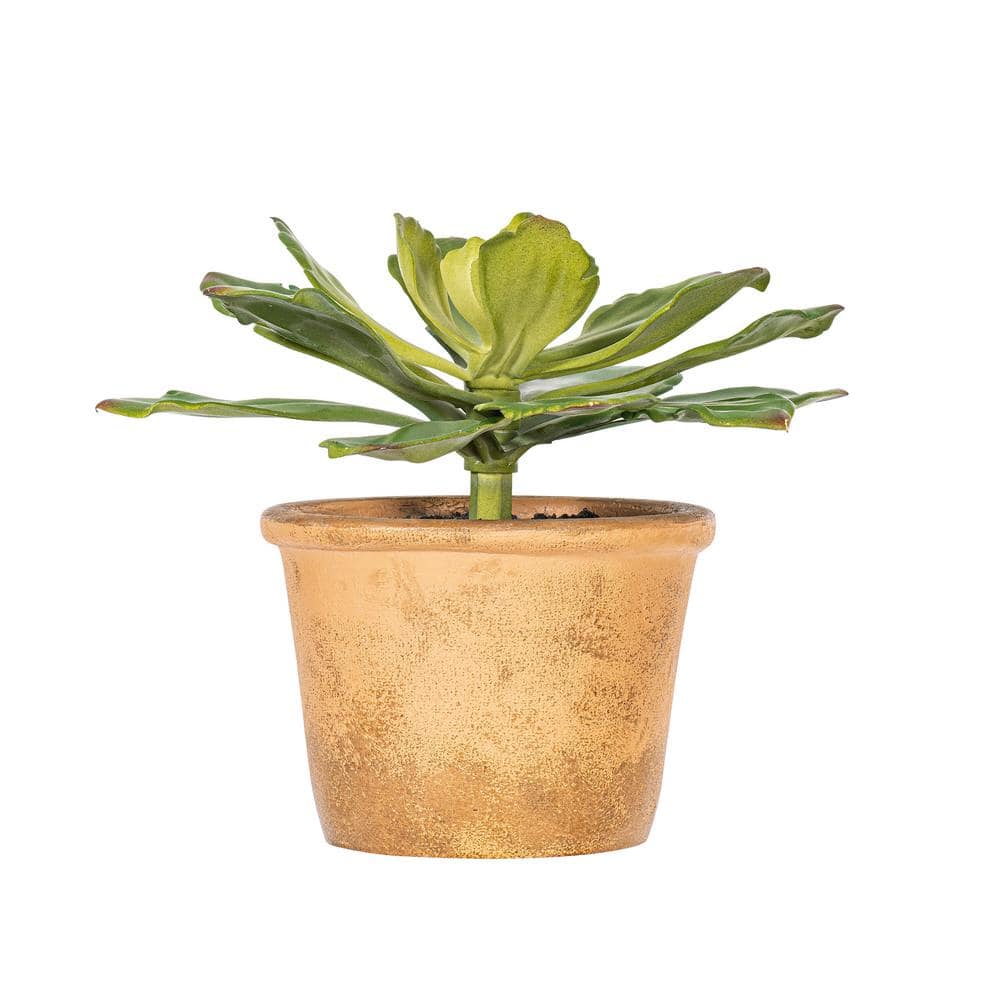 9" Green Faux Succulent in Brown Paper Pot