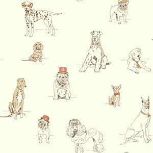 Dog's Life Wallpaper Orange/metallic Gold Paper Strippable Roll (Covers 56 sq. ft.)