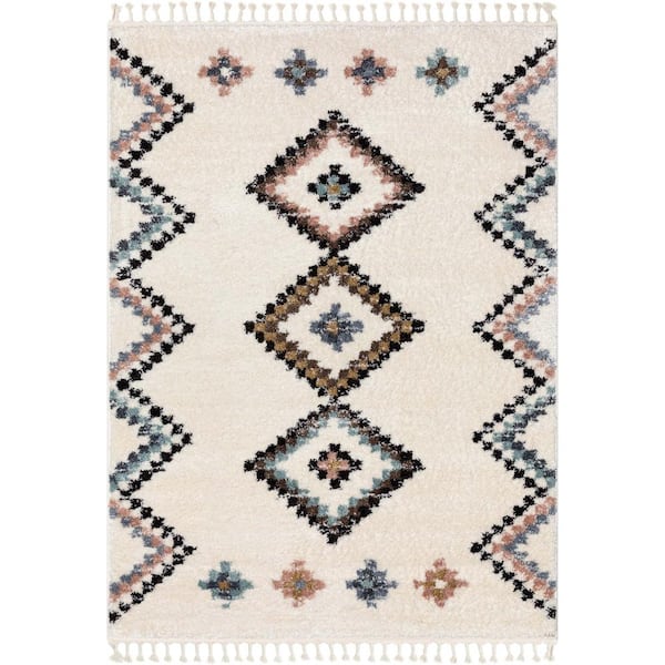 Well Woven Nala Moselle Moroccan Shag Ivory 7 ft. 10 in. x 9 ft. 10 in. Area Rug