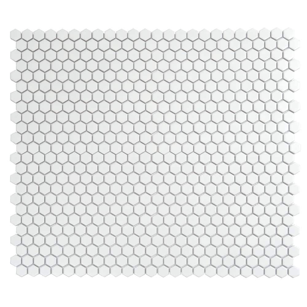 Apollo 16" Matte Black Porcelain Hexagon Mosaic Tile
