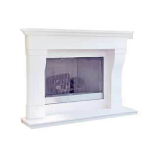 Dynasty Chateau 72 in. x 54-3/8 in. Full Surround Mantel in Natural White Limestone with Honed Finishing