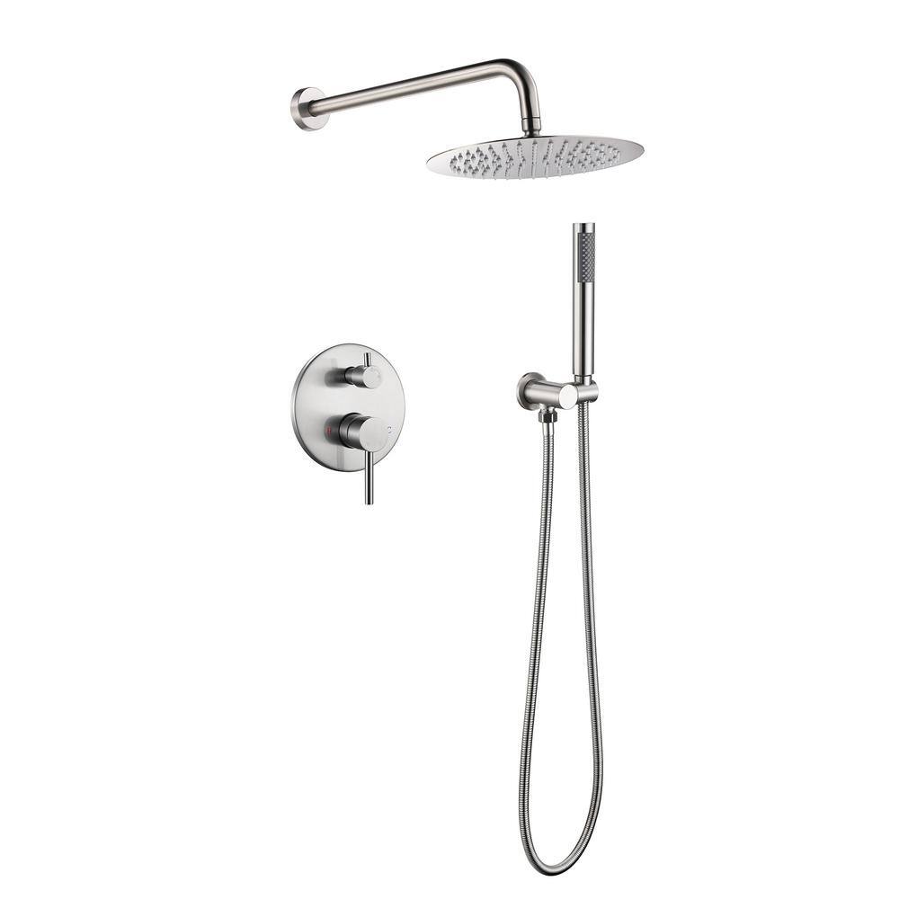 Single Handle 2-Spray Patterns 2 Showerheads Shower Faucet Set 1.5 GPM with