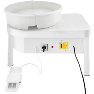 14 in. White Pottery Wheel 450-Watt Electric Ceramic Work Clay Forming Machine for Adult with Foot Pedal and ABS Basin
