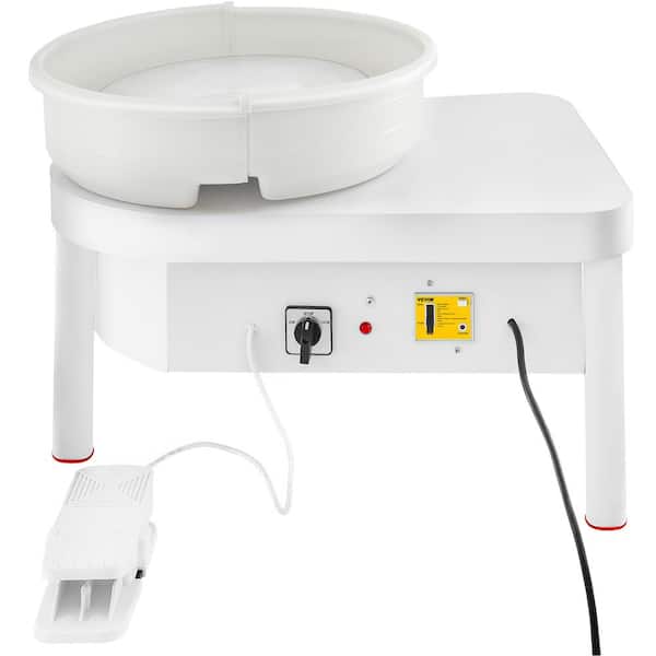 14 in. White Pottery Wheel 450-Watt Electric Ceramic Work Clay Forming Machine for Adult with Foot Pedal and ABS Basin