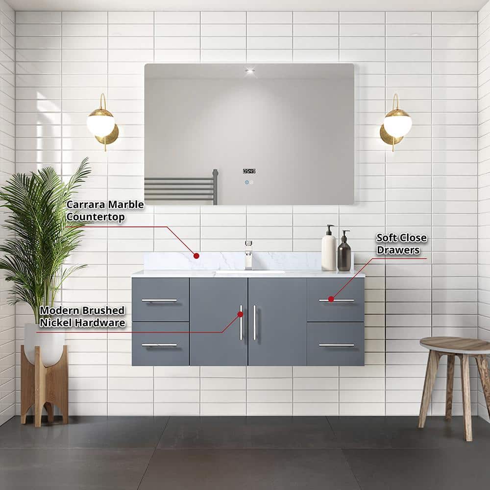 Geneva 48" Dark Gray Wall-Mount Vanity Cabinet