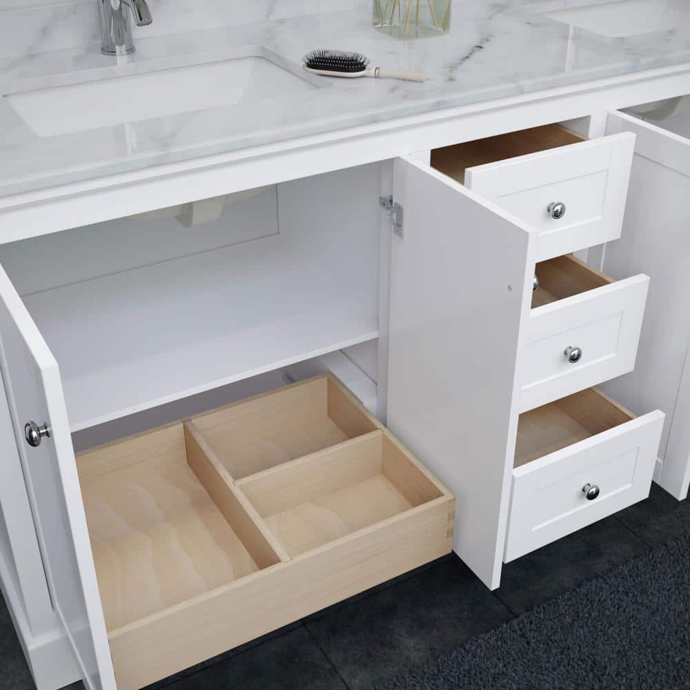 Avery 80" White Double Bathroom Vanity with Cultured Marble Top
