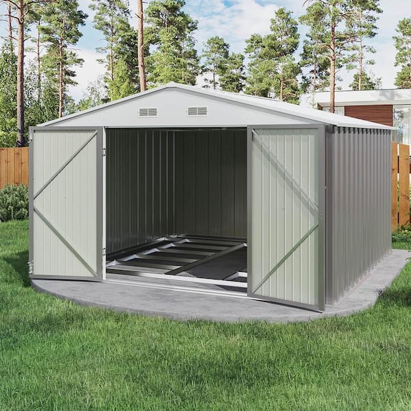 Patiowell 10 ft. W x 10 ft. D Frame Included Metal Storage Shed for Outdoor, Steel Yard Shed (100 sq. ft.)