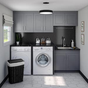 Bristol 101 in. W x 89.5 in. H x 24 in. D Painted Slate Gray Laundry Cabinet Bundle 1