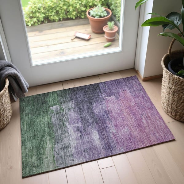 Mayfield Premium Machine Washable Abstract AMF1473 Lavender 2 ft. x 3 ft. Area Rug
