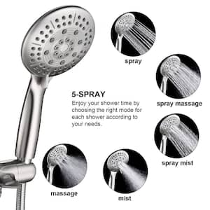 5-Spray Patterns with 1.8 GPM 4.7 in. Wall Mount Dual Shower Heads Fixed and Handheld Shower Head in Brushed Nickel