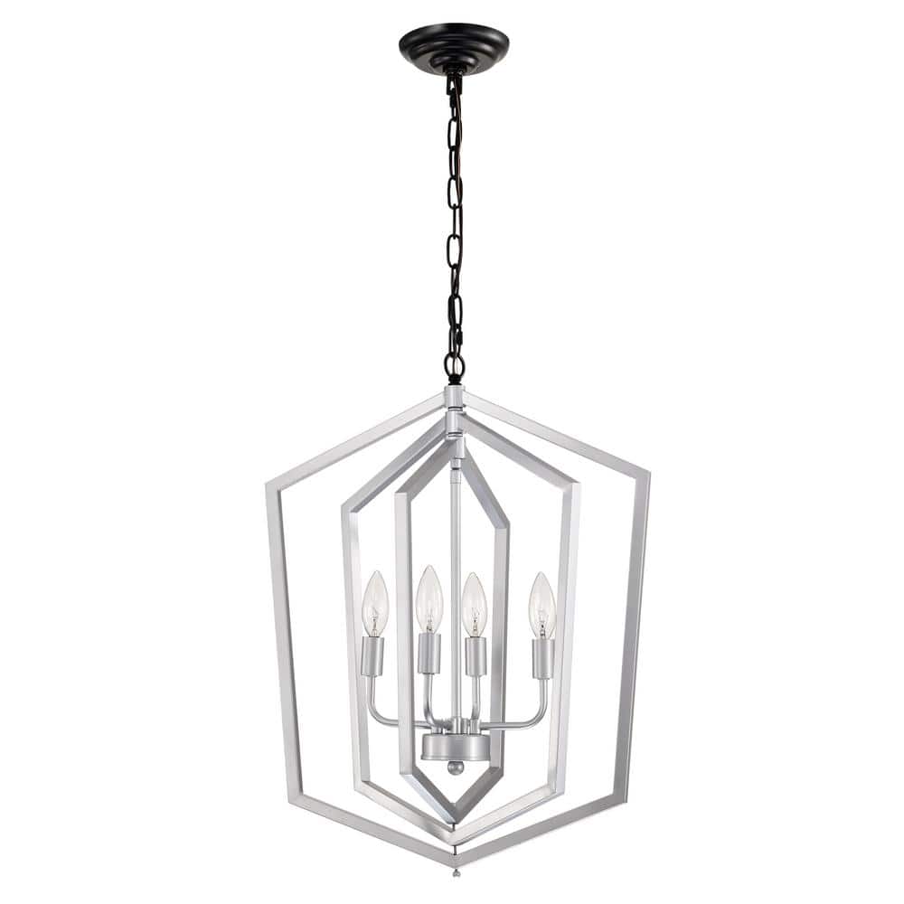 Athena 4-Light Farmhouse Silver Chandelier with Adjustable Height (E12 Bulbs Not Included) price history on PriceWatchPro