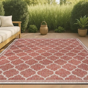 JONATHAN Y Trebol Moroccan Trellis Red/Beige 7 ft. 9 in. x 10 ft