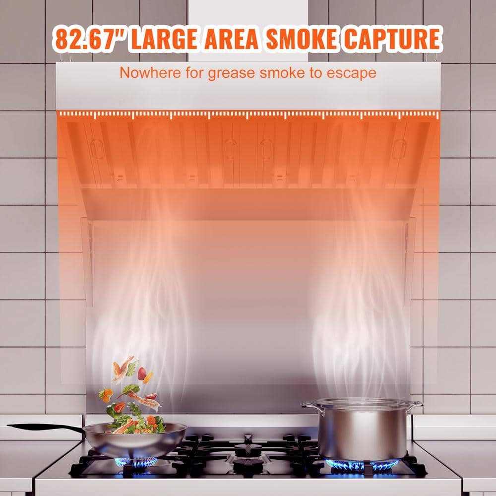 VEVOR 7FT Stainless Steel Commercial Exhaust Hood with Removable Oil Filters