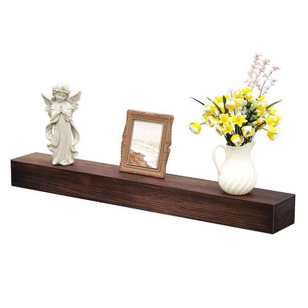 72 in. W x 6 in. H x 8 in. D Traditional Farmhouse Dark Chocolate Cap-Shelf Mantel