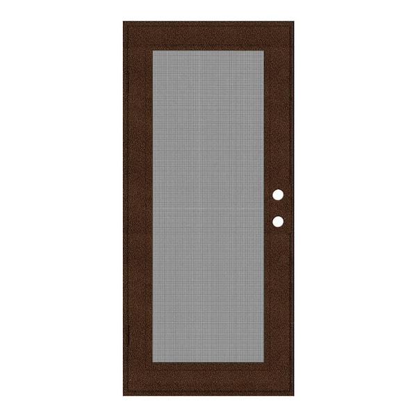 Unique Home Designs 32 in. x 80 in. Full View Copperclad Right-Hand Surface Mount Security Door with Meshtec Screen