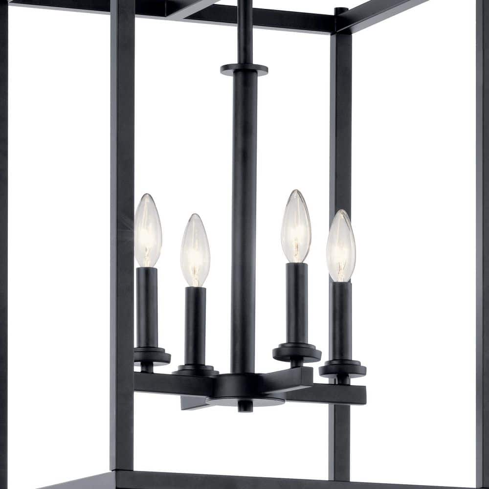 Crosby 16" Black Steel 4-Light Foyer Pendant