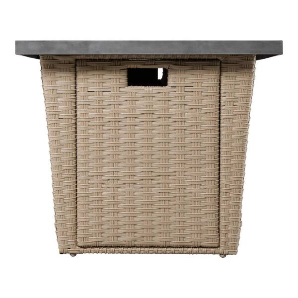 Haymont 30 in. W 40000 Btu Gray Steel Propane Outdoor Fire Pit Table with Lava Rocks