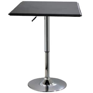 Retro Style Bar Table Set in Black with Adjustable Height Vinyl Table and Chairs (3-Piece)