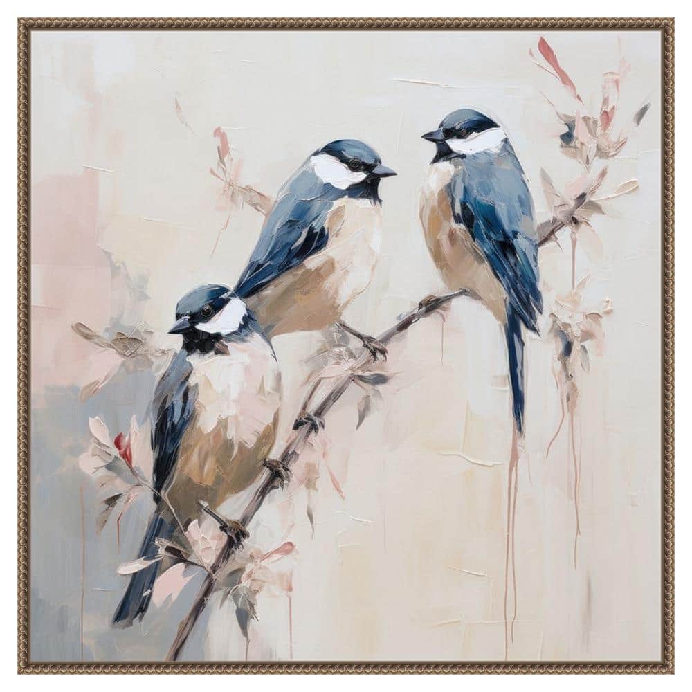 Elegant Bird Silhouettes I Canvas Print with Bronze Frame
