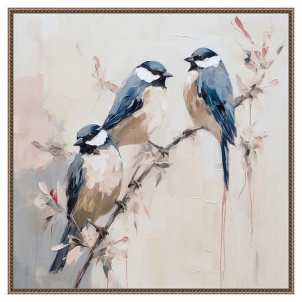 Amanti Art Elegant Bird Silhouettes I by Lazar studio 30 in. W x 30 in. H. Canvas Wall Art Print Framed in Bronze