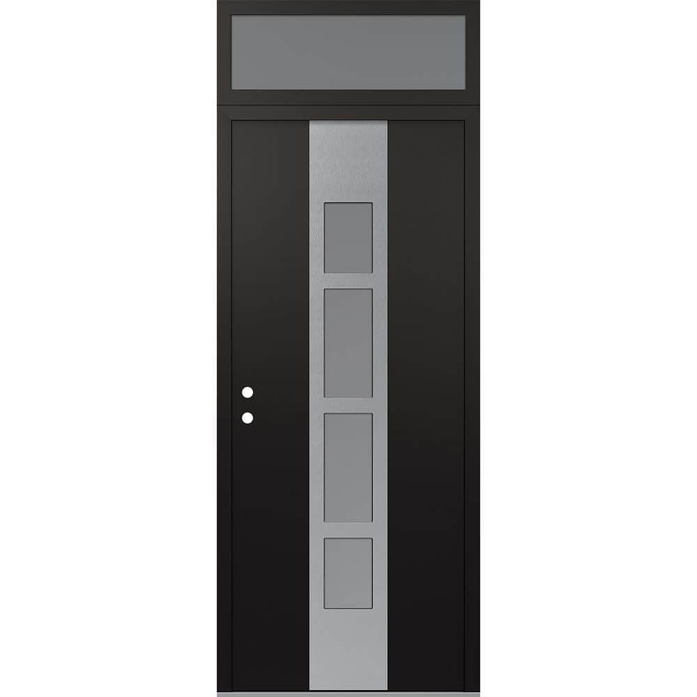 A10 36 in. x 96 in. Silver P Right-Hand/Inswing Frosted Glass Black/White Transom Steel Prehung Front Door price history on PriceWatchPro