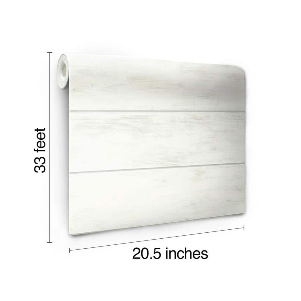 White Embossed Woodgrain Shiplap Wallpaper