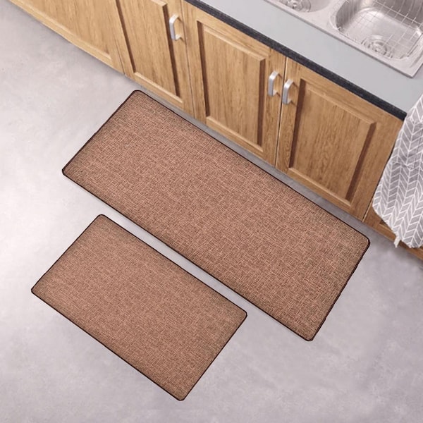 Linen Weave Kitchen Floor Mat Anti-slip Washed Rug Rubber Bottom