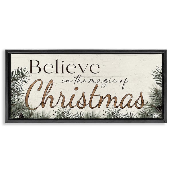 Stupell Industries Magic Of Christmas Phrase by Susie Boyer 1-Piece Floater Frame Graphic Print Typography Poster Art Print 25 in. x 11 in.