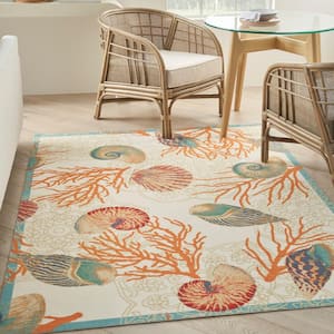 Sun N' Shade Ivory/Multi 4 ft. x 6 ft. All-over design Contemporary Indoor/Outdoor Area Rug