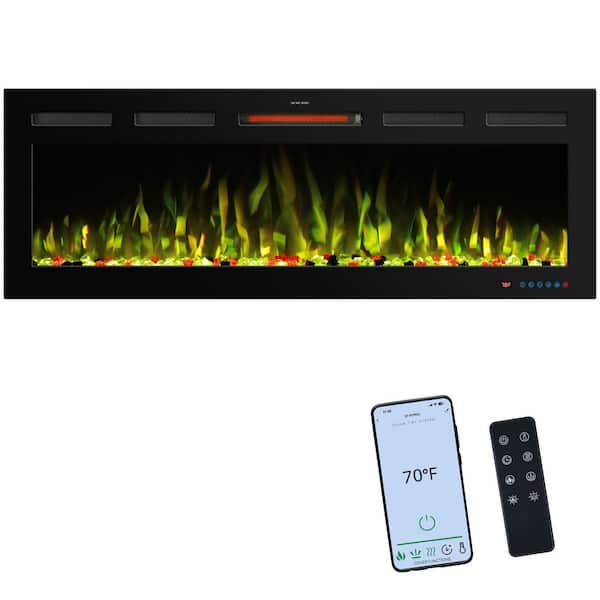 Prismaster ...keeps your home stylish 50 in. WiFi Electric Fireplace Inserts Wall Mounted Fireplace Heater with 13 Flame Colors Thermostat Timer App Control
