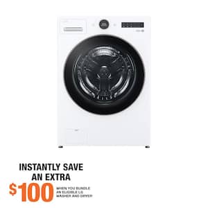 5.0 cu. ft. Stackable Smart Front Load Washer in White with AI Digital Dial, Steam and TurboWash360