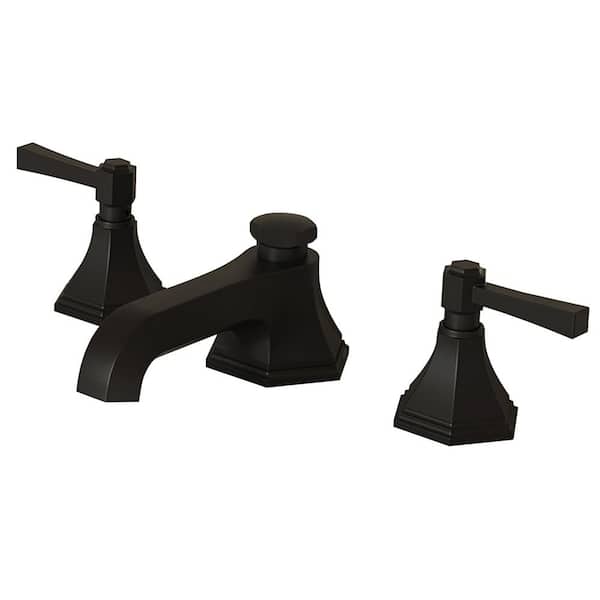 Unbranded 8 in. Widespread 2-Handle Bathroom Faucet with Pop-Up Drain Assembly in Matte Black