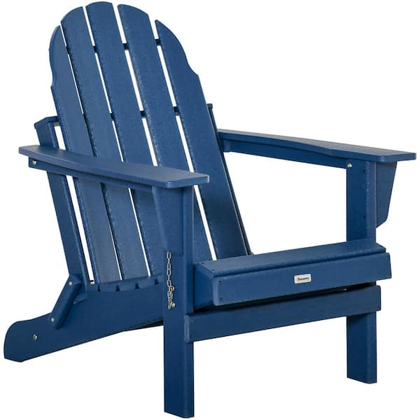 Unbranded Blue Weather-Resistant Faux Wood Foldable Patio Chair with HDPE for Deck, Garden, Porch, Backyard (Single Chair)