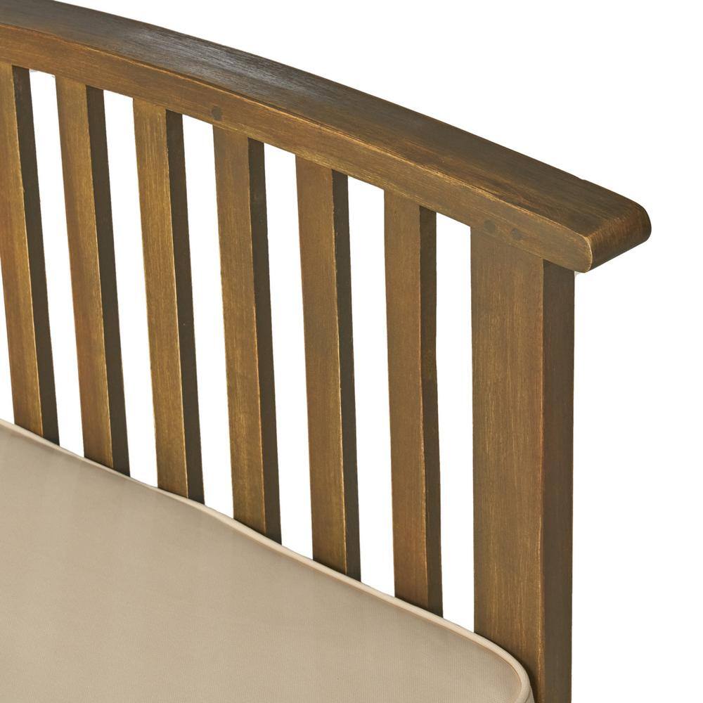 Gray Acacia Wood Outdoor Club Chairs with Cream Cushions