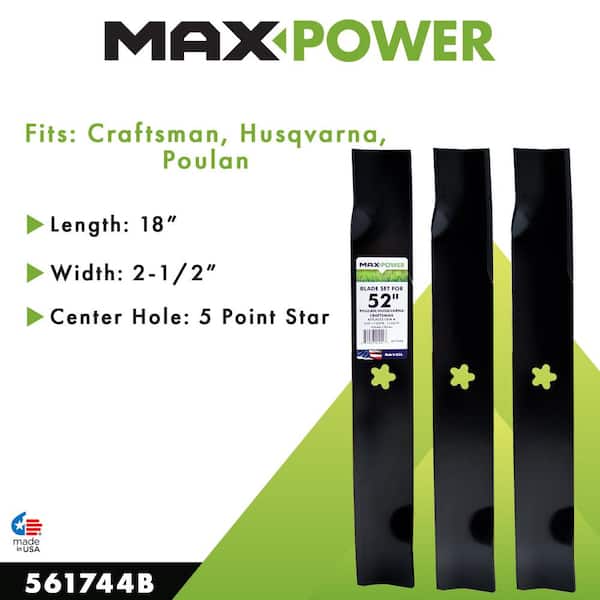 MaxPower 3-Blade Set for 52 in. Cut Craftsman, Husqvarna, Poulan