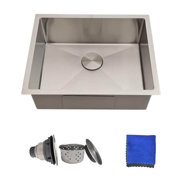 23 Inch Undermount Kitchen Sink, 18 Gauge Stainless Steel Single Bowl Sink 23"x18", Brushed Finish for Bar, RV, Wet Bar