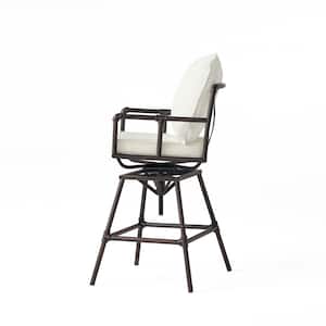 Jacoby Swivel Metal Outdoor Bar Stool with Beige Cushion