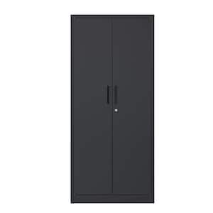 5-Tier 71 in. H Black Metal File Cabinet Locker with Adjustable Shelves and 2 Doors