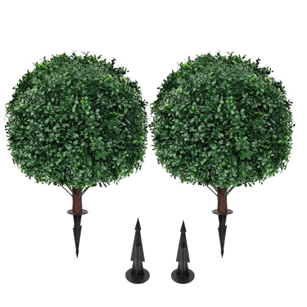Artificial Boxwood Tree 2 Pack UV Resistant Fake Evergreen Plant for Indoor Outdoor Decor Realistic Greenery price history on PriceWatchPro