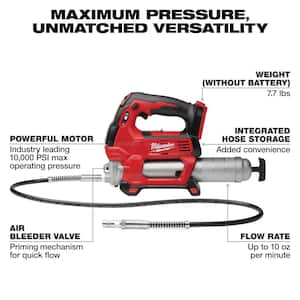 M18 18V Lithium-Ion Cordless Grease Gun 2-Speed W/M18 Starter Kit W/one 5.0 Ah Battery and Charger