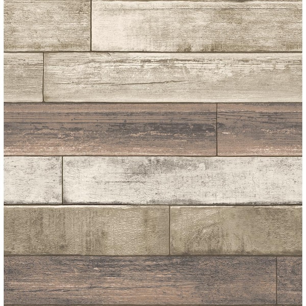 A-Street Prints Porter Coffee WeatheRed Plank Coffee Paper Strippable Roll (Covers 56.4 sq. ft.)