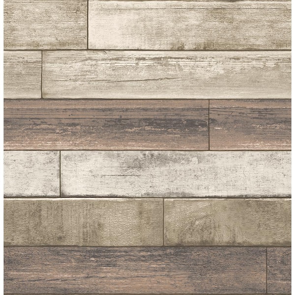 A-Street Prints Porter Coffee Weathered Plank Coffee Wallpaper Sample