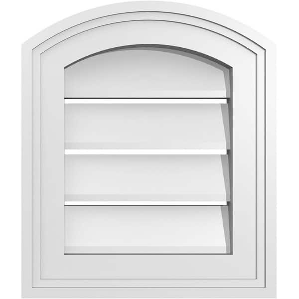 12 in. x 14 in. Arch Top Surface Mount PVC Gable Vent: Functional with Brickmould Frame