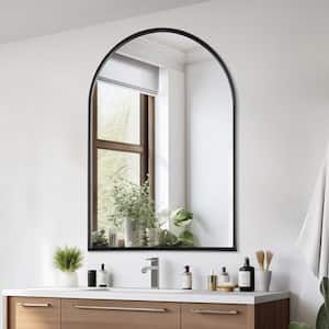 Wayward 24 in. W x 35 in. H Arched Metal Framed Iron Black Modern Accent Mirror