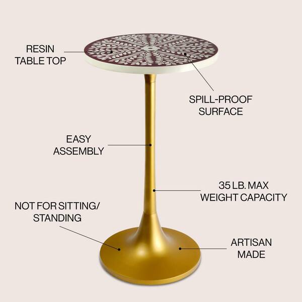 JONATHAN Y Nysha 25 in. Modern Bohemian Metal/Resin Inlay Top End
