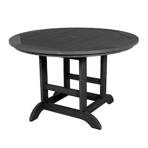 Black Round Recycled Plastic Outdoor Dining Table