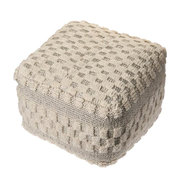 Unbranded Block Cream Tufted Checkered Geometric Pouf