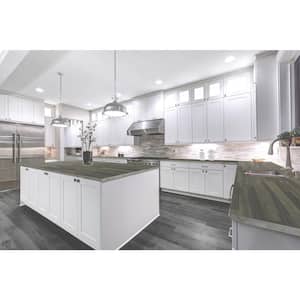 8 ft. L x 40 in. D, Acacia Butcher Block Island Countertop in Dusk Grey with Square Edge